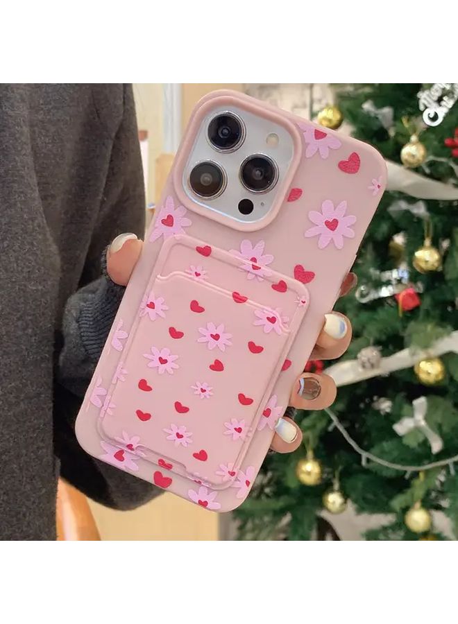 Pink Phone Case With Self Adhesive Card Holder Bow For IPhone 16 Pro Max - Image 2